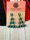 Navajo Sleeping Beauty Turquoise & Sterling Silver Chandelier Dangle Earrings