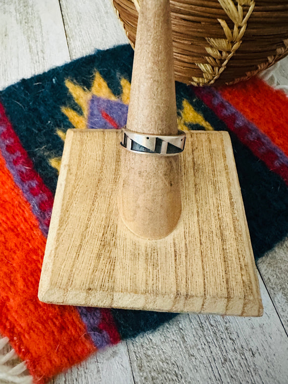 Hopi Overlaid Sterling Silver Cigar Band Ring