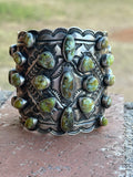 Larry James Navajo Palomino Turquoise & Sterling Silver Cluster Cuff Bracelet