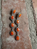 Handmade Orange Fire Opal and Sterling Silver Handmade Dangles