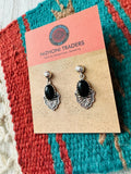 Handmade Black Onyx & Sterling Silver Dangle Earrings Signed Nizhoni