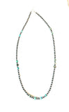 Navajo Turquoise & Sterling Silver 14” Beaded Necklace