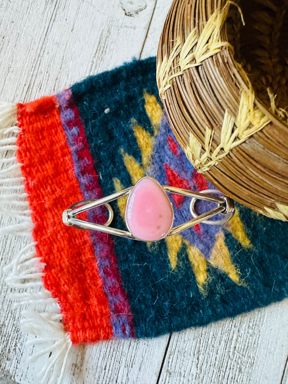 Navajo Queen Pink Conch Shell & Sterling Silver Cuff Bracelet