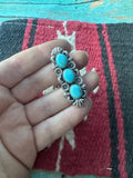 3 Stone Beautiful Handmade Turquoise And Sterling Silver Adjustable Ring