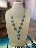 Beautiful Handmade Sterling Silver & Number 8 Turquoise Lariat Heart  Necklace