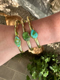 “The Golden Collection” Desert Winds Handmade Natural Sonoran Turquoise 14k Gold Plated Adjustable Bracelet Cuff