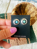 Navajo Turquoise and Sterling Silver Shadowbox Stud Earrings