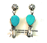 Navajo Turquoise & Sterling Silver Blossom Dangle Earrings by Jacqueline Silver