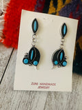 Zuni Sterling Silver & Turquoise Shadowbox Dangle Earrings