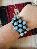 Navajo Golden Hills Turquoise & Sterling Silver Cuff Bracelet Signed B Johnson