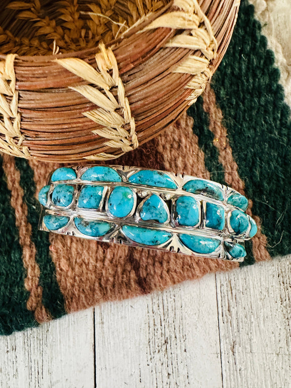 Old Pawn Navajo Sterling Silver & Turquoise Cuff Bracelet