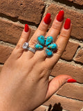 Handmade Sonoran Mountain Turquoise & Sterling Silver Adjustable Naja Ring Signed Nizhoni