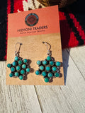 Handmade Turquoise & Sterling Silver Star Wire Dangle Earrings Signed Nizhoni