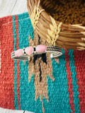 Navajo Queen Pink Conch Shell & Sterling Silver Heart Cuff Bracelet