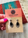 Handmade Black Onyx & Sterling Silver Dangle Earrings Signed Nizhoni