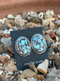 Navajo Sterling Silver & Golden Hills Turquoise  Post Earrings Signed