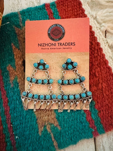 Handmade Turquoise & Sterling Silver Dangle Earrings Signed Nizhoni