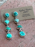 Handmade Emerald Valley Turquoise and Sterling Silver 4 Stone Dangles