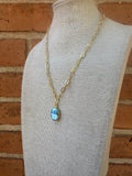 “The Golden Collection” THE GOLDIES Handmade Natural Golden Hills Turquoise 14k Gold Plated Necklace OVAL