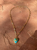 “The Golden Collection” THE SONORAN Handmade Natural Sonoran Mountain Turquoise 14k Gold Plated Heart Necklace