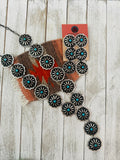 Navajo Sterling Silver & Turquoise Concho Necklace Set by Leander Tahe