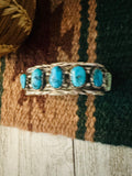 Old Pawn Navajo Sterling Silver & Kingman Turquoise Cuff Bracelet