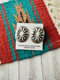 Navajo Hand Stamped Sterling Silver Concho Post Earrings