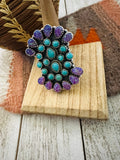 Handmade Sterling Silver, Turquoise & Purple Opal Cluster Adjustable Ring by Nizhoni