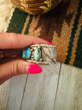 Old Pawn Navajo Sterling Silver & Kingman Turquoise Cuff Bracelet