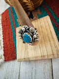 Navajo Sterling Silver & Kingman Turquoise Ring Size 11