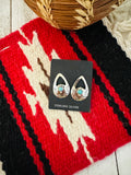 Navajo Hand Stamped Sterling Silver & Turquoise Teardrop Earrings