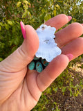 Navajo Sterling Silver & Turquoise Cluster Post Earrings Signed