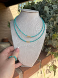 “The Golden Collection” VENICE NECKLACE Handmade Turquoise Beaded 14k Gold Plated Beaded Necklace