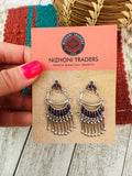 Zuni Silver And Charoite Needlepoint Earrings