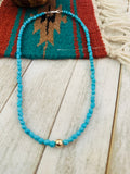 Navajo Turquoise, Gold & Sterling Silver Beaded Necklace