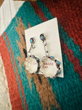 Zuni Turquoise & Sterling Silver Snake Eye Dangle Earrings