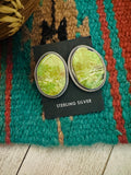 Navajo Sterling Silver Gaspeite Post Earrings