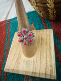 Zuni Sterling Silver & Magenta Opal Flower Ring