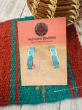 Zuni Sterling Silver & Turquoise Inlay Hoop Earrings