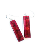 Navajo Sterling Silver Apple Coral Rectangle Dangle Earrings