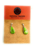 Navajo Sterling Silver Gaspeite Inlay Dangle Earrings