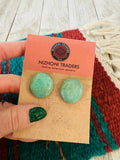 Navajo Sterling Silver & Turquoise Circle Slab Stud Earrings