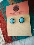 Navajo Sleeping Beauty Turquoise and Sterling Silver Stud Earrings