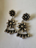 “Blossom Petals” Handmade Wild Horse and Sterling Silver Flower Dangle Earrings