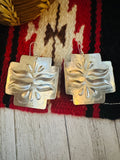 Navajo Sterling Silver Concho Cross Earrings