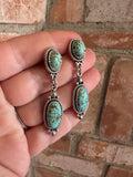 Handmade Number 8 Turquoise and Sterling Silver 2 Stone Dangles