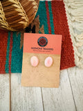 Navajo Sterling Silver & Queen Pink Conch Stud Earrings