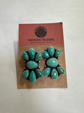 Navajo Sterling Silver & Turquoise Cluster Post Earrings Signed