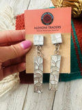 Zuni Sterling Silver & Mother of Pearl Inlay Dangle Earrings