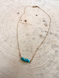 “The Golden Collection” Wild Flower Handmade Turquoise Beaded 18k Gold Plated Necklace